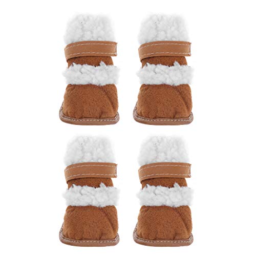 JOINPAYA 2 Paare Haustier Winterstiefel rutschfeste Hundeschuhe für Drinnen und Draußen für Teiliges Set Khaki von JOINPAYA