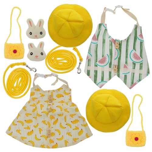 JOINPAYA 2 Sätze Teiliges Kaninchen Kostüm Set mit Leine und Tragetasche für Katzen und Kaninchen Atmungsaktiv Strapazierfähig Inklusive Hüte und Accessoires für Spaziergänge und von JOINPAYA