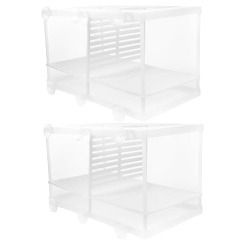 JOINPAYA 2 Stück Aquarium Zuchtbox mit Saugnapf Kunststoff Fischaufzuchtbehälter mit Netz und Trenner für Fischbrut Isolationsbox Schutz für Jungfische und Krustentiere von JOINPAYA