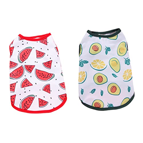 JOINPAYA 2 Stück Hundeshirts aus Atmungsaktivem Sommerliche Tierbekleidung für Hunde und Katzen Süße Fruchtmuster Xs Avocado Wassermelone für Haustiere von JOINPAYA