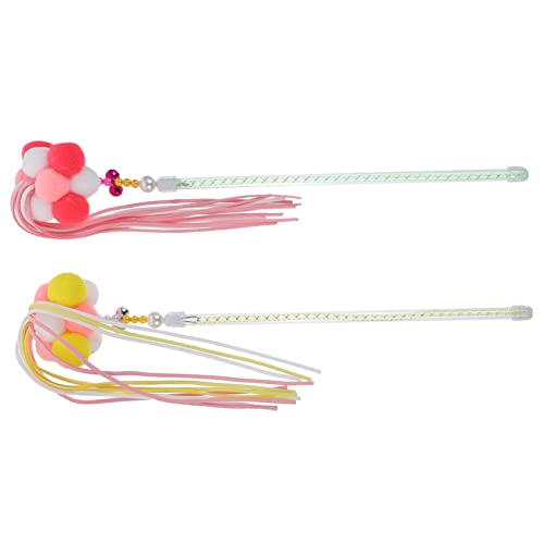 JOINPAYA 2 Stück Interaktives Katzenspielzeug Bunte Katzenteaser aus Langlebigem Abs PVC Kratzfestes Spielangel Kitten für Drinnen Lustiger Zauberstab für Katzen Unterhaltung von JOINPAYA