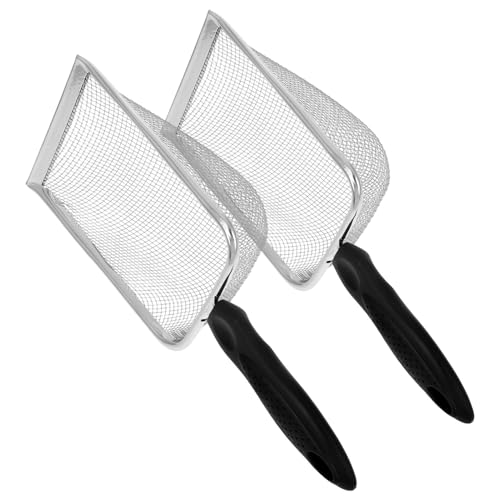JOINPAYA 2 Stück Schaufel Für Katzenstreu Metal Cat Scoop Müllschaufel Katzenstreuschaufel Aus Metall Abfallschaufel Mit Halter Siebschaufel Black Rostfreier Stahl von JOINPAYA