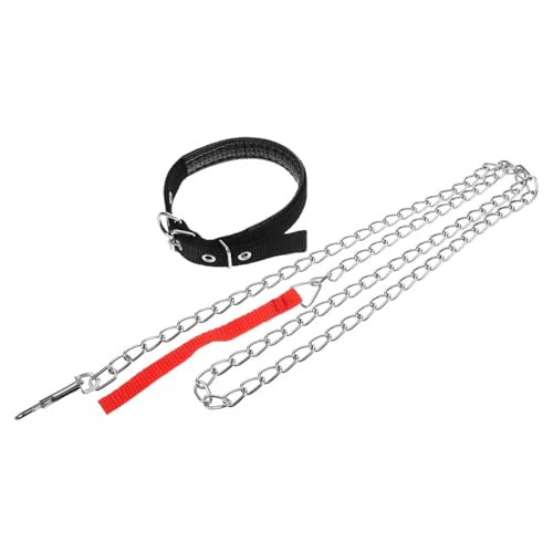 JOINPAYA 2 Stück Teiliges Hundehalsband Set mit Verstellbarer Zugkette Langlebiges Schwarzes Kettenhalsband für Kleine Hunde Robustes Pet Collar für und Outdoor Sport von JOINPAYA