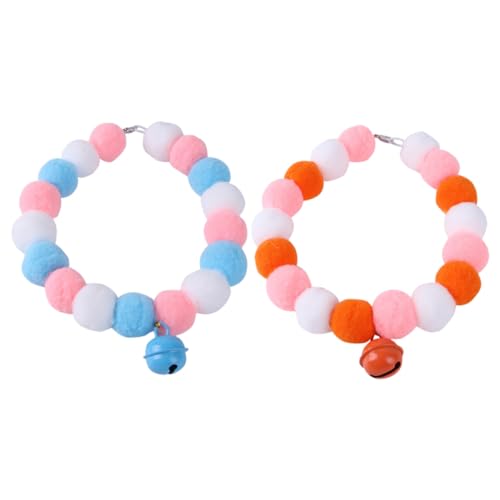 JOINPAYA 2 Stück Teiliges Katzenhalsband mit Elastischem Wollball Stylisches Pet Costume Accessory Leichte Halskette in Blau und Orange Dekoratives Katzenhalsband für Niedliche Haustiere von JOINPAYA