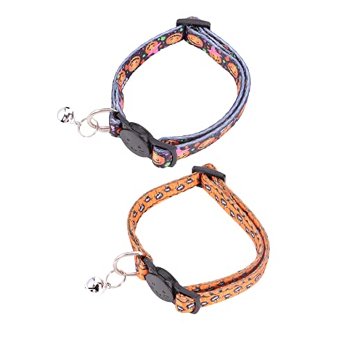 JOINPAYA 2 Teiliges Kürbishalsband Set Collier Katzenhalsbänder Für Mädchen Haustiere Halloween Kätzchenhalsband Katzenhalsband Mit Glöckchen Halloween von JOINPAYA