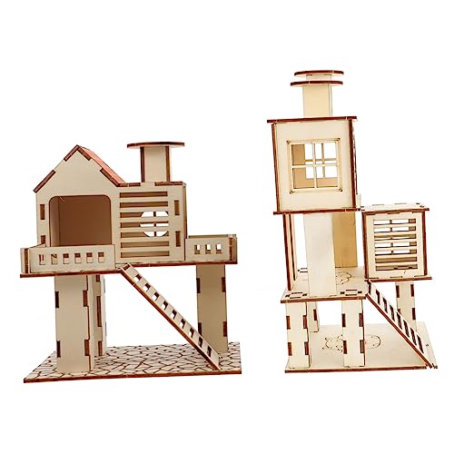 JOINPAYA 2stücke Holzspielzeug Für Hamster Kreatives Labyrinthhaus Kleines Haustierspielzeug Pet Spielen Spielzeug Hamster Gebäude Spielzeug Naturmaterial Beißen Geeignet Beweglichkeit von JOINPAYA