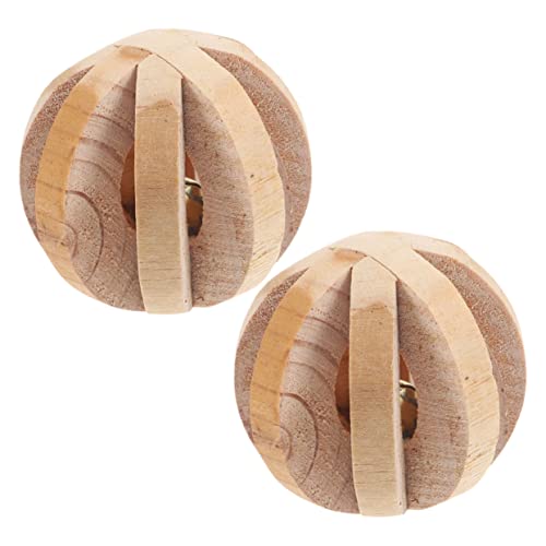 JOINPAYA 2stücke Holzspielzeug Ball Für Hamster Natürliche Kauspielzeug Aus Holz Für Kaninchen Kleintiere Spielzeug Mit Glocke Für Zahngesundheit von JOINPAYA
