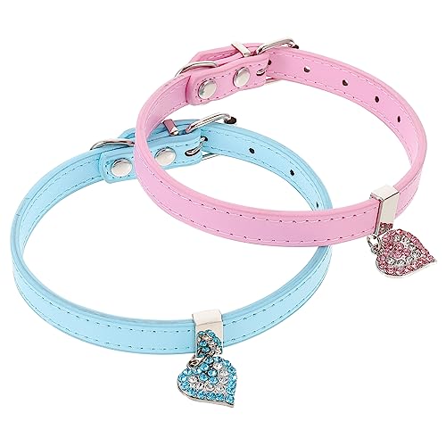 JOINPAYA 2Stücke Hundehalsband Mit Herzförmigem Anhänger Verstellbares Pet Halskette Für Kleine Bis Mittelgroße Atmungsaktiv Und Komfortabel von JOINPAYA