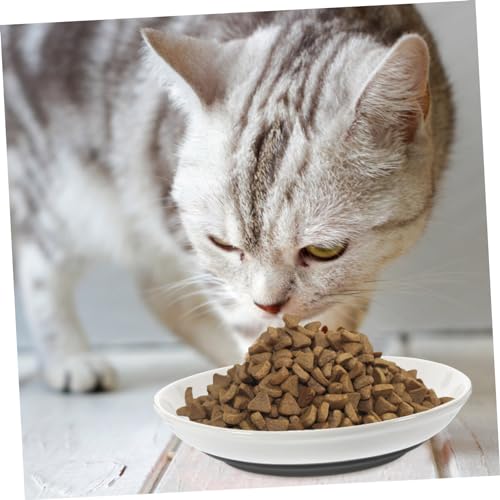 JOINPAYA 3 Stück Keramik Katzennapf Flach Breit rutschfest mit Silikonboden Stabile Futterschale für Kleine Katzen und Kätzchen Ergonomisch Gesundheitsfördernd von JOINPAYA