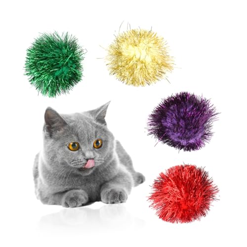 JOINPAYA 30 Stück Teiliges Katzen und Hundespielzeug Bunte Glitzernde Bälle Elastische Katzenspielzeug Bälle Interaktives Haustier Glitzerball Spiel für Kleine Tiere Zufällige Farbe von JOINPAYA