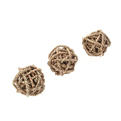 JOINPAYA 3Stücke Geflochtenes Rattan Stroh Für Kleintiere Runder Ball Aus Wassergras Für Hamster Meerschweinchen Und Fördert Physische Und Mentale Gesundheit von JOINPAYA