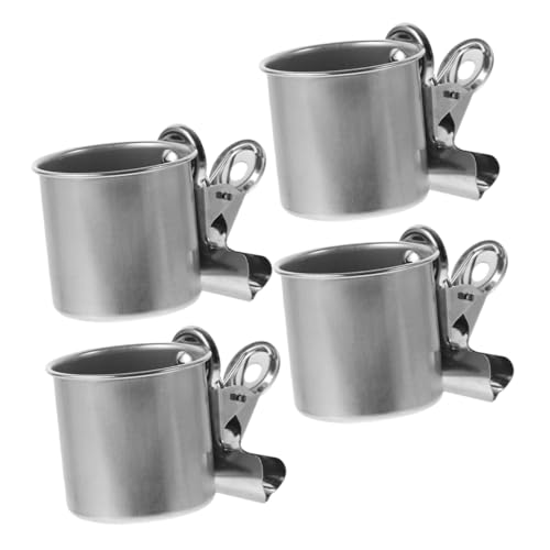 JOINPAYA 4 Stück Edelstahl Vogelfutternäpfe Stabilen Clips für Papageien und Wellensittiche Multifunktionale Futter Wasserschalen für Vogelkäfig Einfach zu Reinigen für Kleine Vögel von JOINPAYA