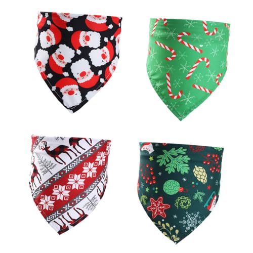 JOINPAYA 4 Stück Haustier Lätzchen Bandanas Handtuch Party Mit Hunden Haustiere Für Große Hunde Weihnachtsschal Süße Hundeschals Schal Hundespeichel Dreieck Hunde von JOINPAYA