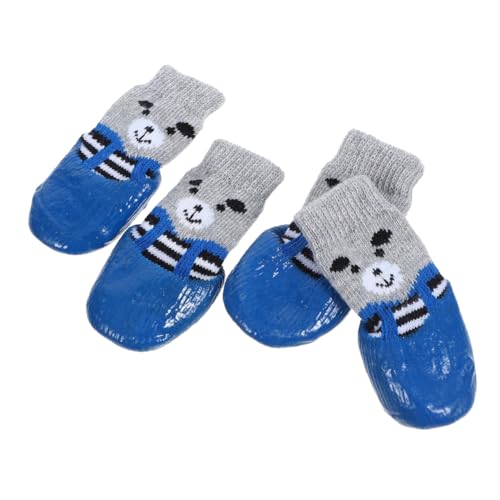 JOINPAYA 4 Stück Kompakte Baumwollsocken Groß Traktion Griffe Hundeschuhe Beschützer Im Freien Schutz Wasser Pfote Tragbare Socken Für Haustiere Drinnen Blue Baumwolle von JOINPAYA