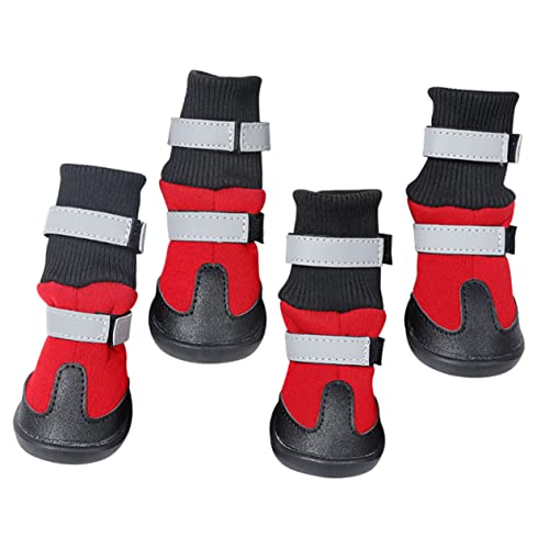 JOINPAYA 4 Stück Langschaftige Hundeschuhe für Hunde wasserdichte und rutschfeste Winterstiefel für Mittelgroße bis Große Hunde Schutz Pfoten bei Kälte und Schnee Rot XL JOINPAYA 4 Stück Langschaftige Hundeschuhe für Hunde wasserdichte und rutschfeste Winterstiefel für Mittelgroße bis Große Hunde Schutz Pfoten bei Kälte und Schnee Rot XL von JOINPAYA