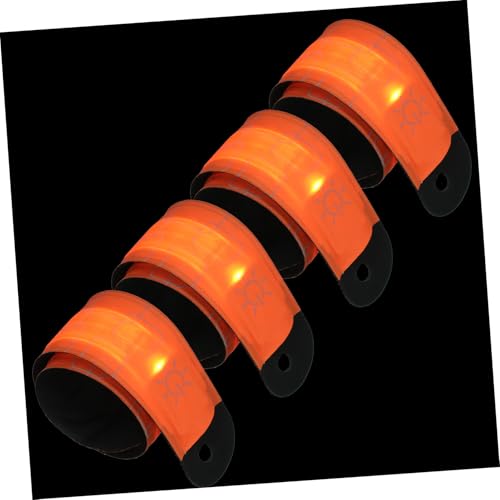JOINPAYA 4 Stück Led-Pferde-knöchelriemen Reflektierende Beingurte Zum Radfahren Leuchtende Schlagarmbänder Led-reflektierendes Sicherheitsarmband Glühgürtel Stoff Orange von JOINPAYA