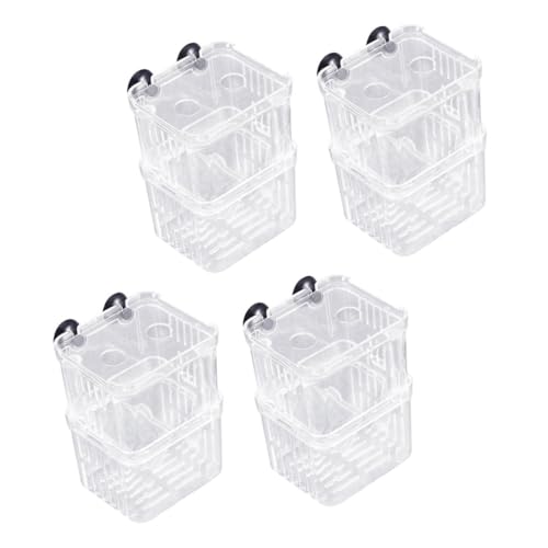 JOINPAYA 4 Stück Teiliges Aquarium Aufzuchtbecken mit Selbstschwimmender Verstellbarer Isolation für Fischbrut Transparenter Doppellagiger Zuchtkasten mit Saugnäpfen für Guppy Betta und von JOINPAYA