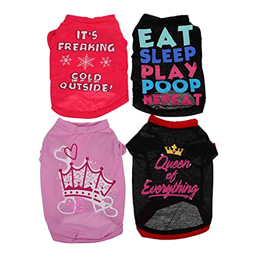 JOINPAYA 4 Stück Teiliges Hundebekleidung Sommer T Shirt Sweatshirt für Haustiere Bequem und Atmungsaktiv für Frühlings und Sommeraktivitäten Xs Schwarz Schwarz von JOINPAYA