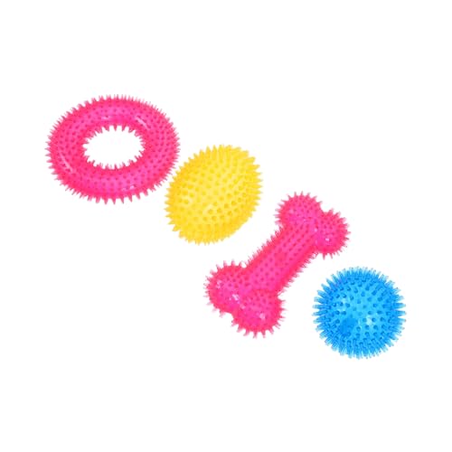 JOINPAYA 4 Stück Teiliges Hundespielzeug aus Robustem Material mit Quietschfunktion Spitze Oberfläche zur Zahnpflege Geeignet für Mittelgroße und Große Hunde zum Kauen Training Freien von JOINPAYA