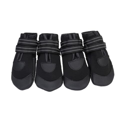 JOINPAYA 4 Stück Teiliges wasserdichte Warme Hundeschuhe aus Taucherstoff rutschfeste Sohlen mit Reflektierendem Design für Kleine Hunde Schutz vor Schnee EIS und Nässe Atmungsaktiv und von JOINPAYA