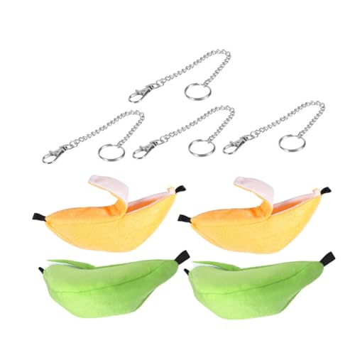 JOINPAYA 4 Teiliges Hamster Bananen Hängematten Kuscheliges Kleintierbett mit Baumwollstoff Multifunktionale Schlaf Spielhöhle für Hamster Chinchilla Frettchen und Kleine Vögel Einfach von JOINPAYA