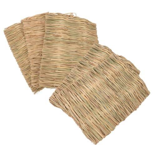 JOINPAYA 5 Stück Teiliges Natürliche Heumatte für Kleintiere Atmungsaktive Bequeme und Sichere Grasmatte für Kaninchen Meerschweinchen Hamster und Kleine Nager zur Stressreduktion und von JOINPAYA