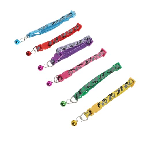 JOINPAYA 6 Stück Katzenhalsbänder mit Sicherheitsverschluss und Glöckchen Nylon Atmungsaktiv Buntes Camouflage Design Verstellbar Niedlich für Katzen und Kleine Hunde Festliche Farben von JOINPAYA