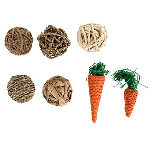 JOINPAYA 7 Stück Teiliges Woven Straw Molar Toy für Kleintiere Interaktive Ball und Karottenform Handgewebt Sicher für Hamster und Kaninchen Fördert Aktives und Zahnpflege JOINPAYA 7 Stück Teiliges Woven Straw Molar Toy für Kleintiere Interaktive Ball und Karottenform Handgewebt Sicher für Hamster und Kaninchen Fördert Aktives und Zahnpflege von JOINPAYA