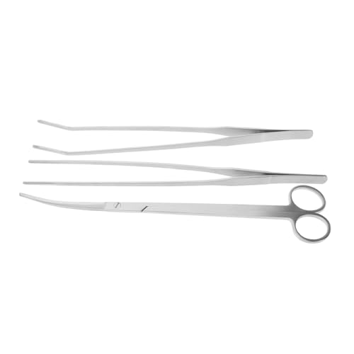 JOINPAYA Aquarium Werkzeugset für Pflanzenpflege Teiliges Set Rostfreiem mit Gebogener Schere Geradem und Gebogenem Tweezer zum Schneiden und Reinigen von Wasserpflanzen im Aquarium von JOINPAYA