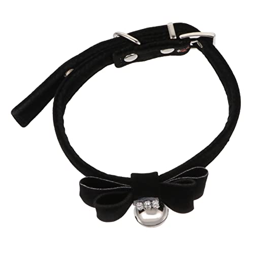 JOINPAYA Einstellbare Samtkette Haustiere Glocke Hundehalsband Stichworte Zubehör tierkostüme pet Supplies Glockenhalsband für Welpen Haustierhalsband mit Strasssteinen Samtstoff Black von JOINPAYA