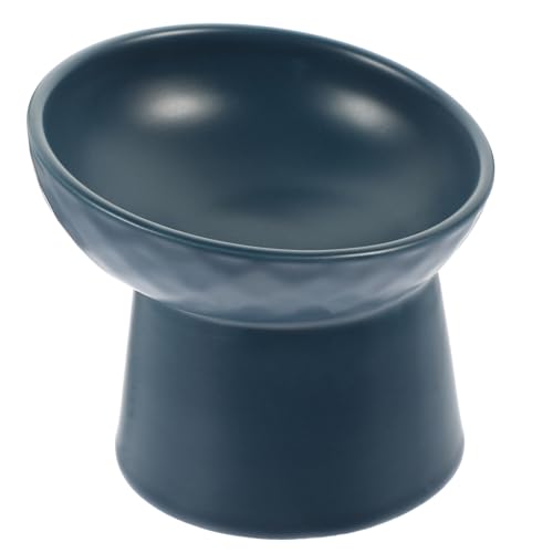 JOINPAYA Erhöhter Keramik Katzennapf mit Schrägem rutschfest und Ergonomisch für Katzen Kätzchen und Welpen Stilvoller Blauer Futternapf für Bequemes Füttern und Trinken von JOINPAYA