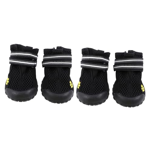 JOINPAYA Große Outdoor Hundeschuhe aus schwarzem Mesh Verstellbare rutschfeste Pfotenschuhe für große Hunde wasserdichte Mountaineering Boots robuster Schutz für Alltagsspaziergänge von JOINPAYA