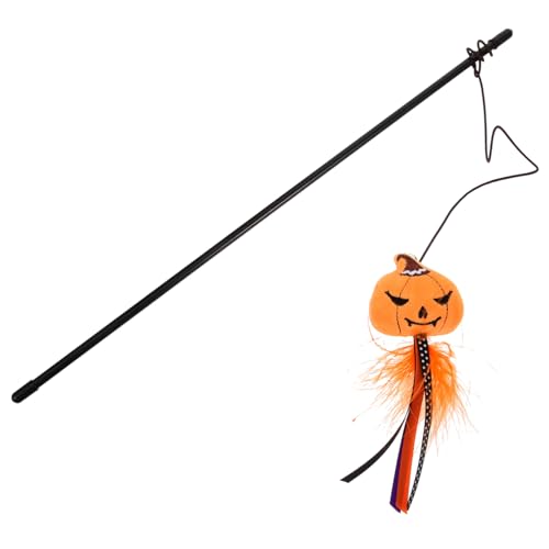 JOINPAYA Halloween Themed Interaktives Katzenspielzeug aus Langlebigem Material Bunte Katzenangel für Indoor Katzen Pfotenjagd und Spielerische Süßer Kürbis Design Spielstab von JOINPAYA
