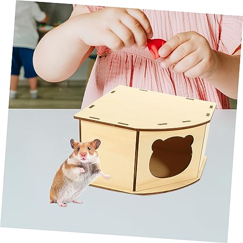 JOINPAYA Hamster Holzhaus Kleintier Versteck DIY Teiliges mit Leiter Natürliche Holzoberfläche Schonend für Pfoten Warmes Nest für Kleine Haustiere Wie Hamster und Meerschweinchen von JOINPAYA