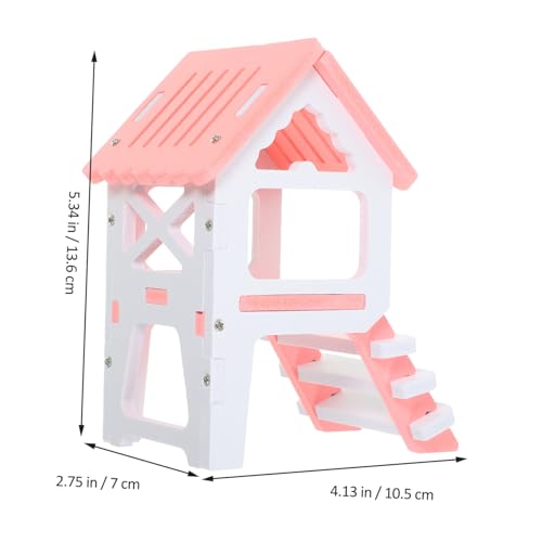 JOINPAYA Hamster Versteck Haus mit Doppeldeck Kletterleiter Stabiles Vielseitiges Kleintier Versteck für Hamster Meerschweinchen Ratten und Kleine Kaninchen Rosa Teilig von JOINPAYA