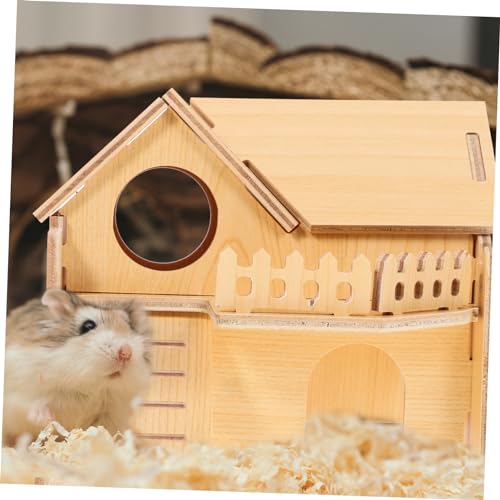 JOINPAYA Hamsterhaus Holzhaus Kleintier Versteck mit Tunnel Spielplatz für Hamster und Kleine Haustiere Ruhiges Rückzugsgebiet Warmes Hamsterzubehör für Käfig Dekoratives Haustierhaus von JOINPAYA