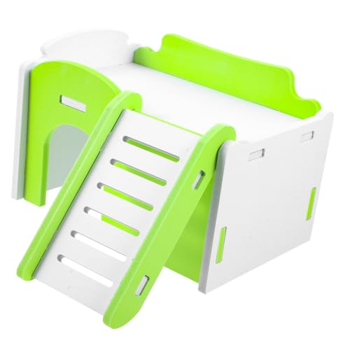 JOINPAYA Hamsterhaus mit Rampe Doppellagiges Nagerversteck aus Verschleißfestem PVC Kleintierhaus für Schlaf Spiel und Rückzugsort Geeignet für Hamster Ratten und Kleine Nager Grünes von JOINPAYA