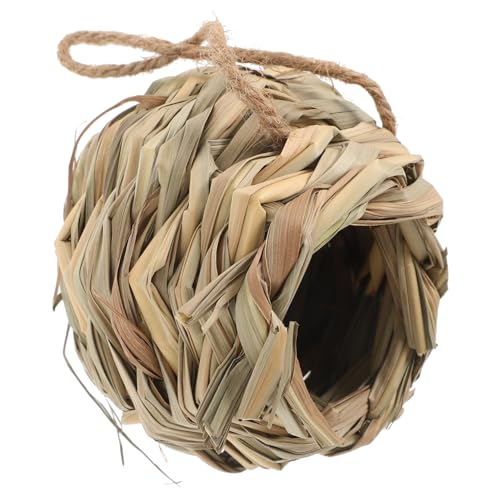 JOINPAYA Handgewebtes Vogelhaus aus Naturstroh Atmungsaktives Hamster Nest für Kleintiere Gemütlicher Rückzugsort für Meerschweinchen und Vögel für Innenräume und Außenbereiche von JOINPAYA