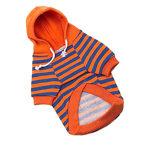 JOINPAYA Haustier-Pullover Haustierkleidung Pyjama Hundekleidung Haustierbekleidung Für Hunde Overall Haustier Kostüme Hundehemd Klein Haustier Gestreifte Kleidung Baumwolle Orange von JOINPAYA