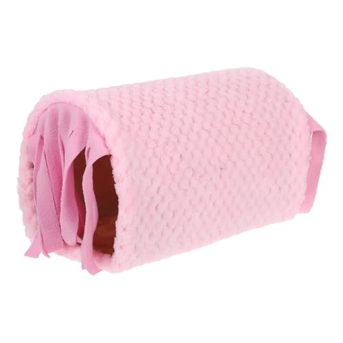 JOINPAYA Haustier verstecktes Haus bequemer Hamstertunnel Hasenversteck Haus Hamster Tunnelhaus Haustiernest für Hamster kleines Haustier-Schlafnest Kleintierfell Chinchilla Hut Plüsch Rosa von JOINPAYA
