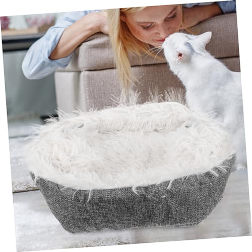 JOINPAYA Haustierbett Katzenbett und Hundekissen Waschbar Fleece Gepolstert Klappbar rutschfest mit Erhöhtem für Nackenstütze Geeignet für Kleine Hunde und Katzen Indoor und Reise von JOINPAYA