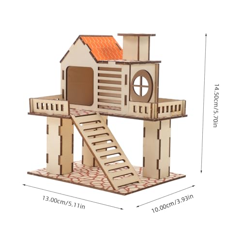 JOINPAYA Holz Hamsterhaus Kleines Versteck Mehrkammeriges Haustierhaus Hamsterversteck und Tunnelspielzeug für Hamster Käfig Zubehör zum Klettern und Verstecken für Kleine Nager von JOINPAYA