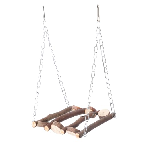 JOINPAYA Holz Vogel Schaukel für Papageien Sitzstange und Spielplattform für Wellensittiche Klettern und Knabbern im Käfig von JOINPAYA