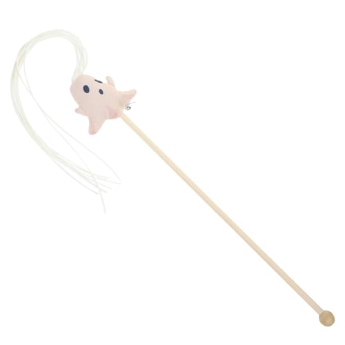 JOINPAYA Interaktiver Katzenspielzeug Teaser Stick Halloween Weicher Plüsch Weißer Geist Katzenangel Fördert Bewegung und Spaß für Katzen von JOINPAYA