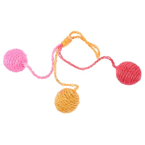 JOINPAYA Katzen Ball Interaktiver Sisal Ball Für Katzen Dreifarbiger Hängender Katzenball Bewegliches Haustierspielzeug Für Indoor Katzen Fördert Aktivität Und Spielspaß von JOINPAYA