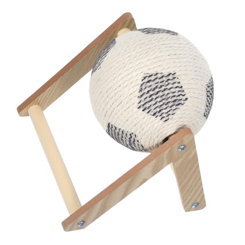 JOINPAYA Katzenkratzspielzeug, Natürlicher Sisal-kratzball Mit Ball Für Katzen, Hunde, Welpen, Interaktives Holzkratzspielzeug, Haustierspielzeug, Hellbraun von JOINPAYA