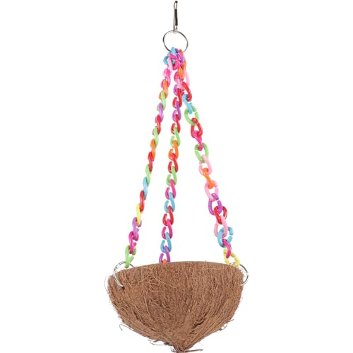 JOINPAYA Kokosnuss Schaukel für Vögel Hängendes Vogelbett aus Natürlicher Kokosnussschale Sicheres für Papageien und Wellensittiche als Nistplatz und Unterhaltungsort Zufällige Farbe von JOINPAYA