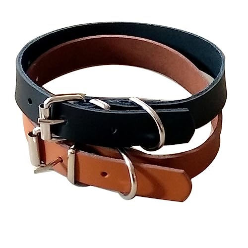 JOINPAYA Luxuriöses Hundehalsband aus Echtem Rindsleder für Kleine und Mittelgroße Hunde Verstellbar Bequem und Langlebig Schwarz für Stilvolle Haustiere von JOINPAYA