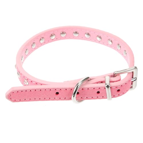JOINPAYA Pet Collar mit Strasssteinen Verstellbares Rosa Pu Halsband für Kleine Hunde und Langlebig mit Metallverschluss und D Ring S von JOINPAYA