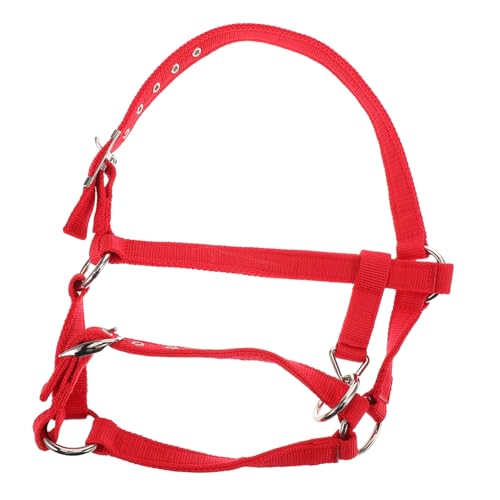 JOINPAYA Reittraining Integriertes Pferdehalfter Fohlenhalfter Verstellbares Pferdehalfter Schafhalfter Sportkopfseil Polyseil Gebundenes Halfter Halfter Leinen Rotes Nylon von JOINPAYA